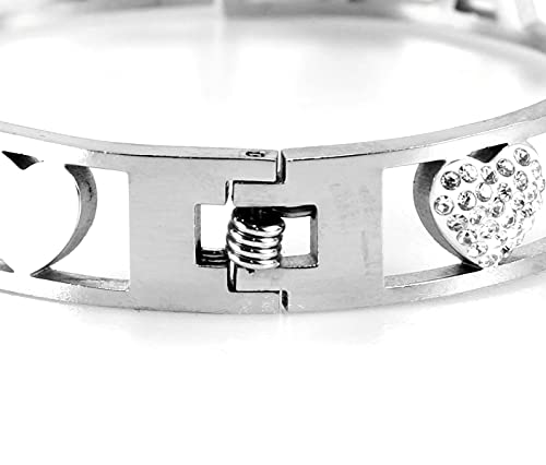 Flowers Bracciale Rigido Acciaio con Nome Vari e Zirconcini Sacchettino in tessuto Scritta nome ricoperta di strass Brillantissimi Bracciale a Manetta Donna Chiusura a molla Idea Regalo