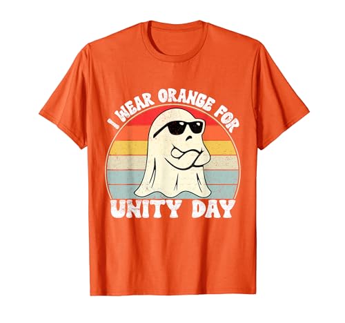 Groovy I Wear Orange For Unity Day Anti Bullismo Ghost Kids Maglietta
