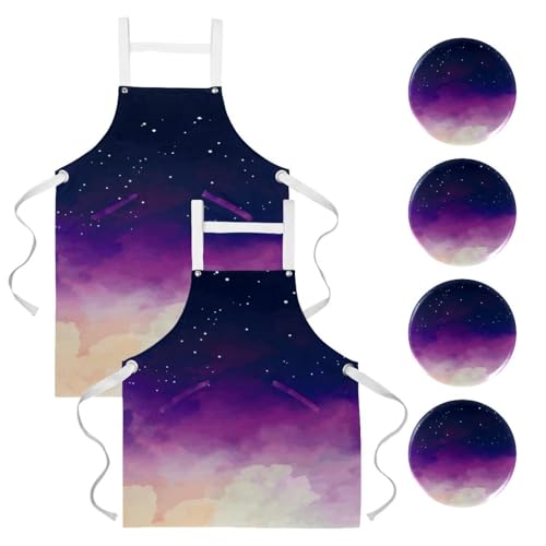 Tablier de cuisine violet espace pour la pâtisserie et le bistrot