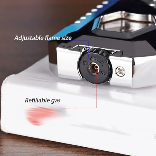 Encendedor metálico retro de butano a llama dual gris miniatura 2