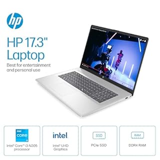 HP 17.3" Laptop Computer, Intel 13th 8-Cores i3-N305 Processor, 32GB RAM, 1TB PCI-E SSD, Windows 11 Pro, Free Lifetime MS Office • Copilot AI, 10-Key Number Pad, 8-in-1 HUB, Natural Silver