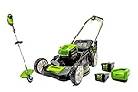 Greenworks PRO 80V 21-Inch Self-Propelled Mower + 16-Inch String Trimmer, 4.0 AH + 2.0 AH Battery and Charger Included 1314302HD Mower/String Trimmer