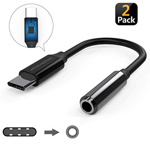 USB C to 3.5mm Adapter Pixel 2/3 Headphone Adapter,Amavasion Type C to 3.5mm Female Noise Cancelling Jack External Audio Stereo Cable with DAC Chipset for Pixel 2/XL/3,HTC,Moto Z, Essential PH-1,LG