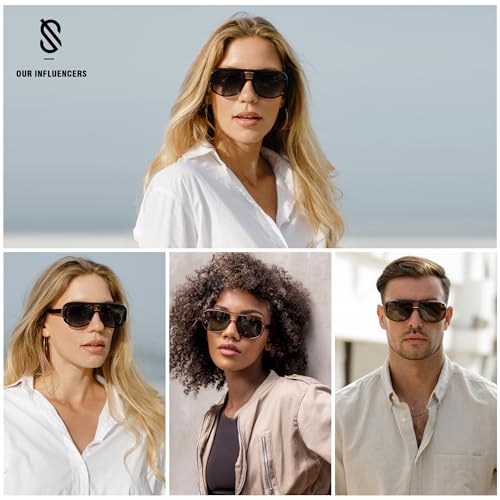 SOJOS Oversized Aviator Sunglasses Womens Trendy 70s Retro Polarized Trendy Womens UV 400 Shades SJ23042