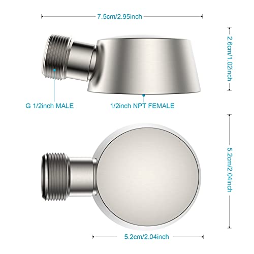 Lavatrum Wall Mounted Supply Elbow, Wall Elbow For Hand Shower, Solid Brass Round Wall Supply Elbow, Check Valve Included (Brushed Nickel) #TOP3