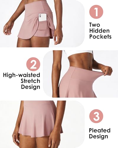 Women Tennis Workout Skorts High Waisted Athletic Skirts with Inner Shorts Pockets, Lightweight Golf Running Skirt - Image 6