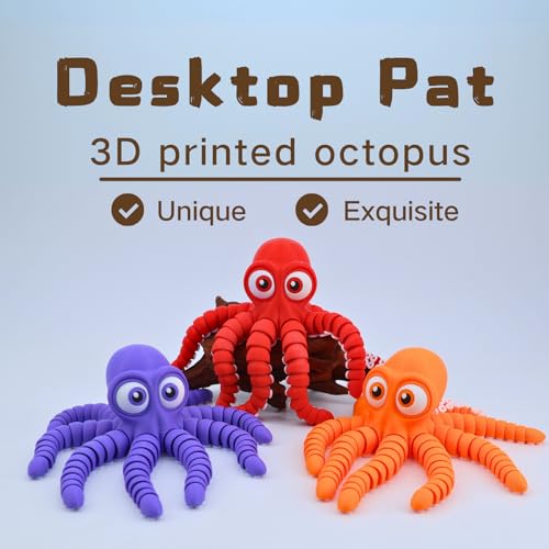 Image of 3D Printed Cute Octopus Toys,Flexible Joint 3D Printed Animals(Pink) | boy toys age 6-8,Animal Figurine,Easter Basket Stuffers for Kids, 3D Printed toys, Classroom Prizes Supplies