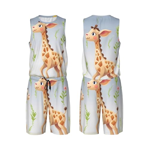 Maillot de basket-ball girafe pour homme : ensemble 2 pièces avec gilet et short