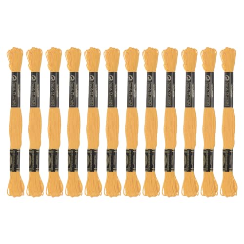 Image of HARFINGTON 12 Skeins Embroidery Floss 8.75yds(8m) Egyptian Long-Staple Cotton Cross Stitch Thread for Sewing DIY Bracelet Yarn String and Crafts, Creamy Yellow(6019)