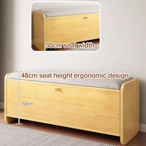 Banc à chaussures en bois de 60 cm avec seau basculant et coussin confortable