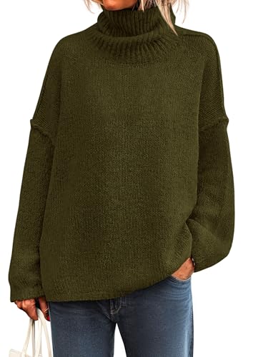 PRETTYGARDEN Womens Turtleneck Long Sleeve Sweater 2025 Fall Trendy Loose Fit Knit Tops Oversized Pullover Sweaters