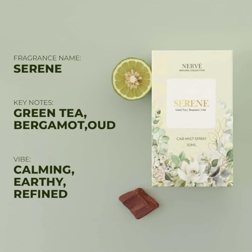 Image of Keydroid Nerve Mindful Fragrances 30ml | Serene Fragrance | Car Mist Aroma Spray | Car Perfume with Hanging Air Freshener | Aromachology based | Long-Lasting, Anti-Odour | Natural Scent