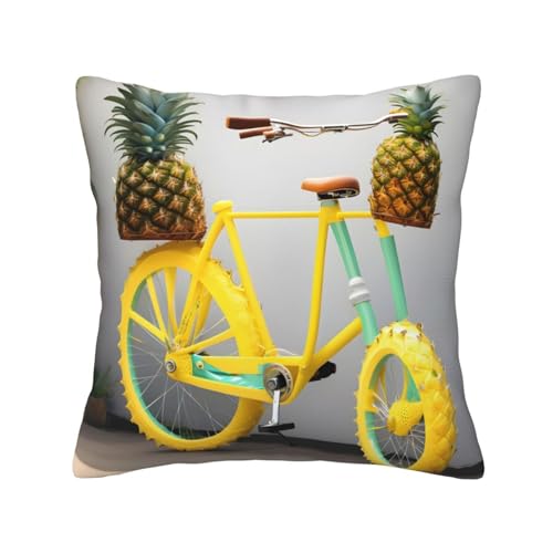 MCXWD Funda de cojín cuadrada universal con estampado de piña, diseño de bicicleta para las cuatro estaciones, para el hogar, el coche, el campamento