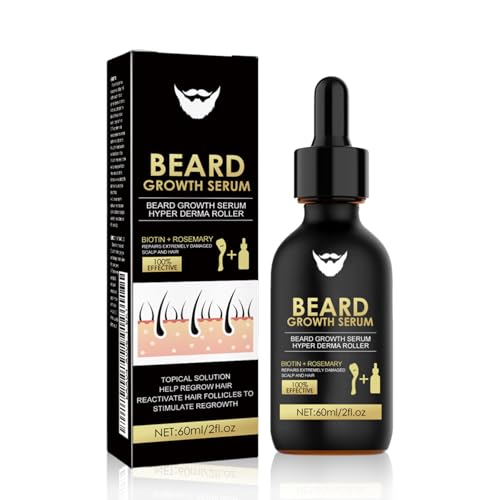 Beard Growth Kit mit Rollen Bartwuchsmittel Männer Schwarz Bart Wachstum 60 ml Bartwachstum Verdichtet und Stärkt Das Haarwachstum und Den Bart Geschenke für Männer und Väter