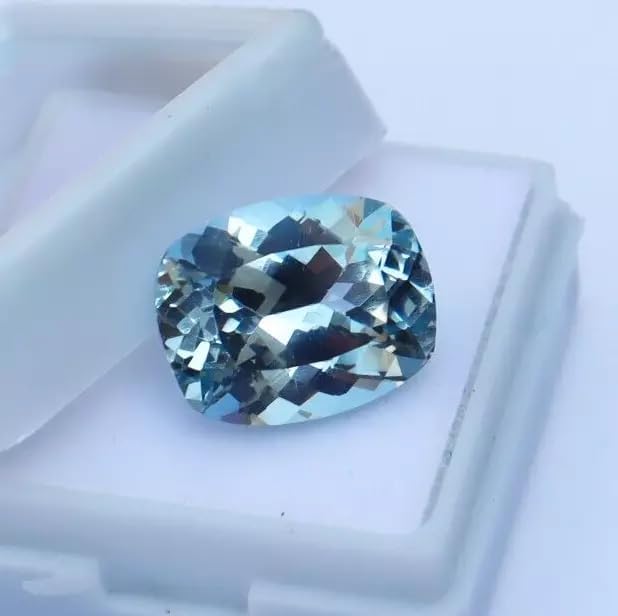 Certified Natural 8.80 Ct+ Santa Maria Blue Aquamarine Cushion Cut Loose Genuine Gemstone Birthstone – Premium Collectible Stone Custom Jewelry Making