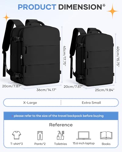 Image of coofay Large Black Travel Backpack Carry on Flight Approved Mochila De Viaje Personal Item Backpack for Airlines Frontier Airlines Personal Item Bag Large Backpacks for Travel Backpacks for Men Women