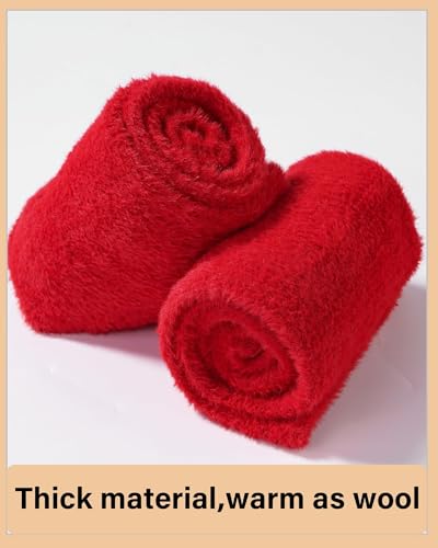 Image of Moon Wood Plus Size Plush Thigh High Socks for Women Fuzzy Stocking Thick Over the Knee Fleece Leg Warmers Boot Socks