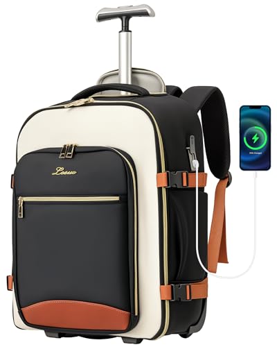 Carry On Backpack with Wheels for Adults, Airline Approved Rolling Backpack for Women, Foldable Bottom Travel Laptop Backpack