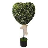 shjxi Buis topiaire – Petit Pot Artificiel en Forme de cœur pour la Saint Valentin avec Feuilles réalistes, décorative d'intérieur et d'extérieur, topiaire Artificiel en Forme de cœur pour la