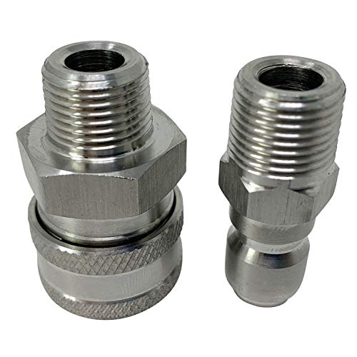 Essential Washer Pressure Washer Fittings Stainless Steel Quick Connect Coupler Socket/Plug Adapter Set (Qc Socket/Plug Set - 3/8 Inch M-Npt) #TOP1