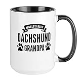 CafePress Worlds Best Dachshund Grandpa Mugs Coffee Mug, Large 15 oz. White Coffee Cup