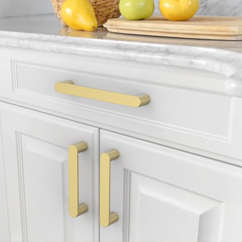 Image of Asidrama 5 Pack 5 Inch(128mm) Brushed Gold Cabinet Pulls Heavy-Duty Solid Kitchen Cabinet Handles Gold Dresser Drawer Hardware for Bathrooms Cabinets