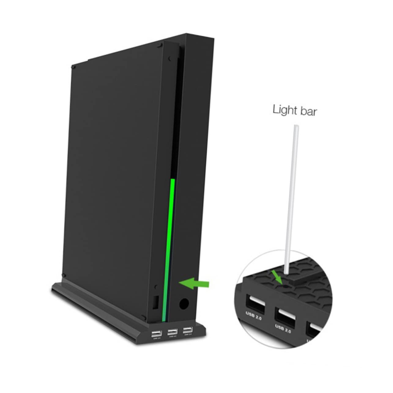 Soporte Vertical de Refrigeración para Consola de One Ventilador Triple con USB Control de Temperatura y Barra de Luz Compatible con Xbox One X para Gamers