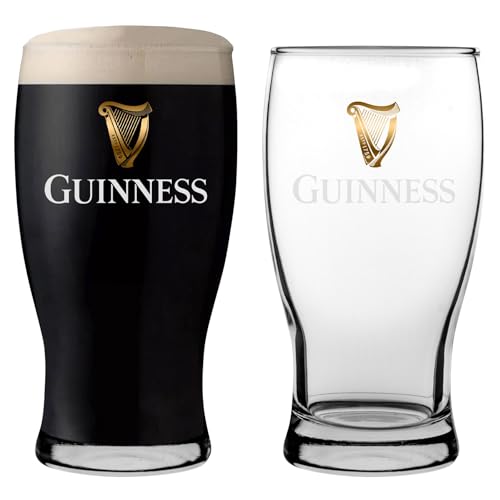 Rink Drink 2X Guinness Pint Glasses - 568ml (20oz) - Large Reusable Glass Craft Beer Drinking Tulip Lager Ale Pub Kitchen Tumbler Cups Set