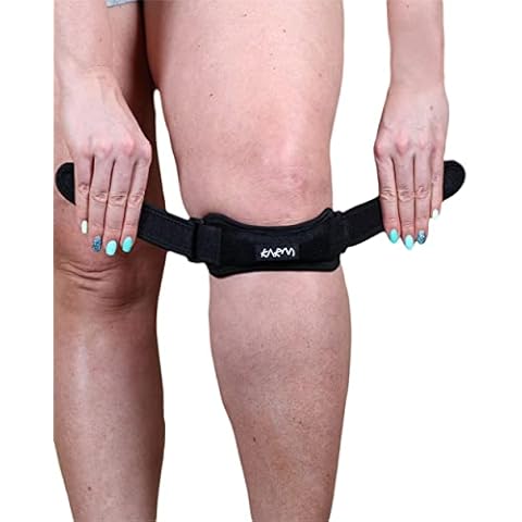 Patella Knee Strap Support Stabilizer & Jumpers Knee Band - Best Patella Tendon Strap for Osgood Schlatter, Running, Patellar Tendonitis, Meniscus Tear, Women, Men, Youth (Black Plus Size) Cover