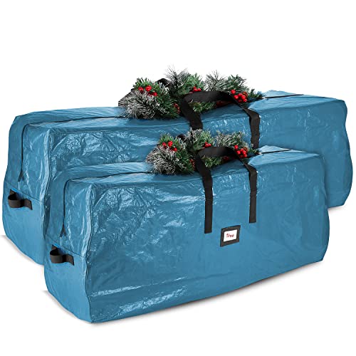 Image of Hearth & Harbor Christmas Tree Storage Bag - Artificial Christmas Tree Bag with Reinforced Handles, Dual Zipper, Wide Opening - Storage Container for Trees and Decorations, 2 Piece set - 7.5 + 9 FT