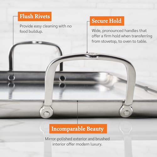 Image of Hestan Provisions Tri-Ply Stainless Steel Double Burner Griddle, 21x13-Inch, with Drip Drain, Induction Compatible