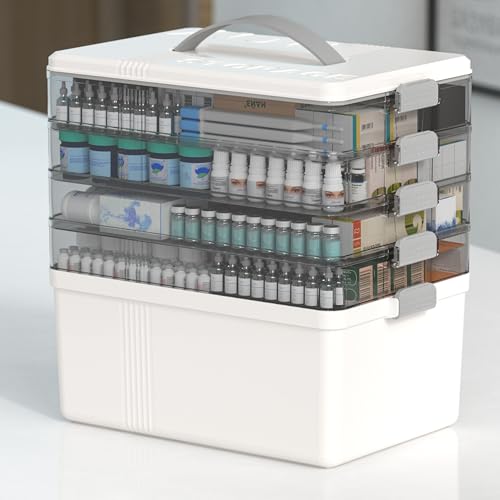 Citylife 5-Tier Medicine Organizer, Portable Medicine Cabinet First Aid Kit with Handle,...