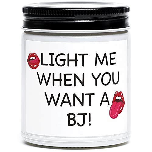 Funny Gifts for Boyfriend Husband, Light Me When You Want A BJ Candle, Naughty Birthday, Anniversary, Valentines Day Gifts for Men, Him, Boyfriend, Husband, Fiance