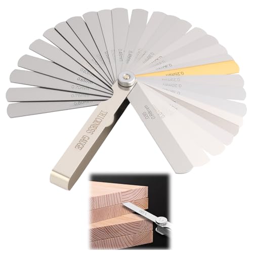Juego de Galgas de Espesores de Acero Inoxidable,Set de 32 Láminas,Herramienta Plegable para Medición de Precisión en Motores, Amortiguadores y Mantenimiento de Instrumentos Musicales