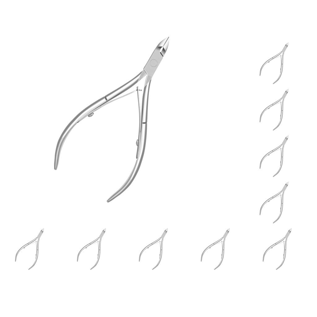 Juego de 10 cortadores de cutículas para uñas, tijeras para pedicura, removedor de piel muerta, herramienta de manicura, color plateado
