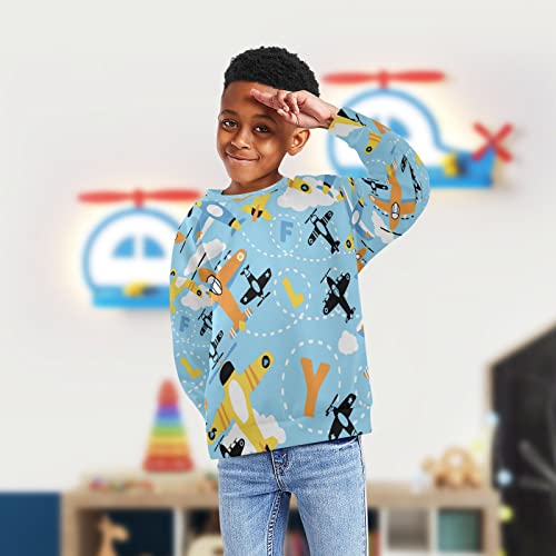 Cartoon Airplane Blue Boy Girl Sweatshirt Toddler Crewneck Pullover Sweater Long Sleeve Fall Winter Clothes4
