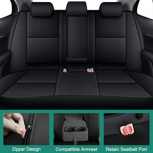 Image of AOMSAZTO Custom Fit Seat Covers for Toyota Camry 2025-2026 XLE XSE Full Set Faux Leather Car Seat Covers Waterproof Airbag Compatible Interior Protection (Black)