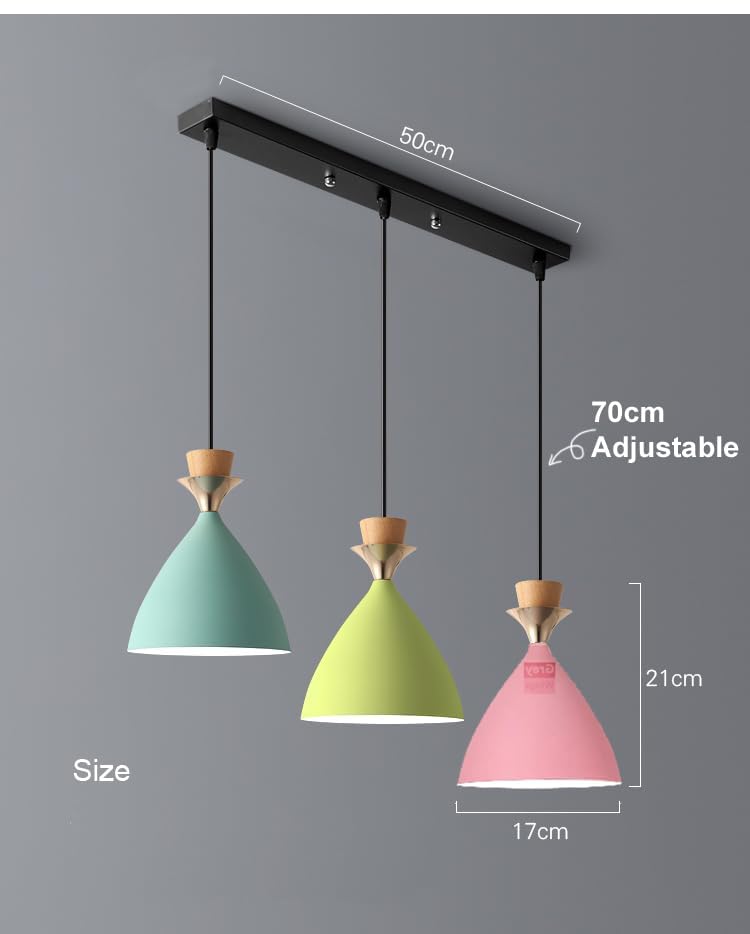Image of GreyWings Triple Dome Pink, Aqua Blue, Moss Green Aluminium Hanging Pendant Light Drop, Antique Modern Ceiling Lamp, Bulb is not Included, 3 Light Linear Set