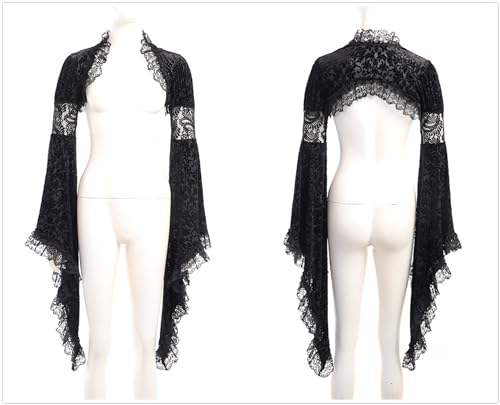 Image of Gothic Bolero Shrug Tops Women Goth Bell Long Sleeve Crop Top