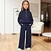 Rjognt Kids Sweatsuit 9-10 Outfits Sets Girls Half Zip 2 Piece Cozy Sweatsuits for Teens Kids Thumb Hole Sweatshirts and Jogger Sweatpants Sweat Set Fashion With Pockets Navy