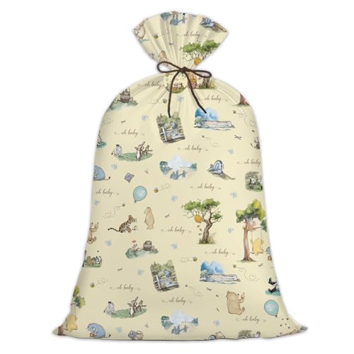 BBSTARING 1Pcs Winnie Extra Large Plastic Gift Bag Bear Oversized Favors Gift Bags Large Gift Wrapping Bags for Baby Shower Gender Reveal Birthday Pooh Party Favors Supplies Decoration 56 x 36
