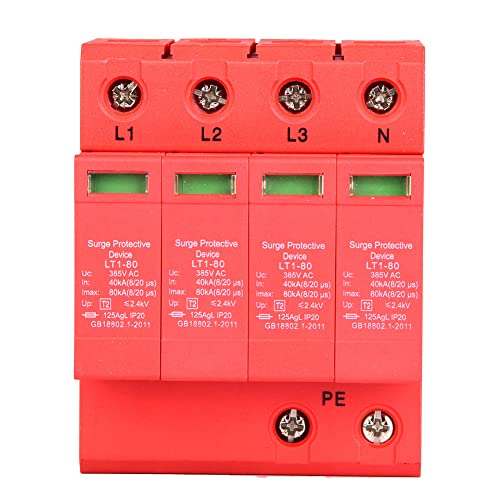 4P Haus Überspannungsschutz Niederspannungs Ableiter 40KA Überspannungsableiter hutschiene für Donnerschutz,Dreiphasen Vierdraht (4P40KA)