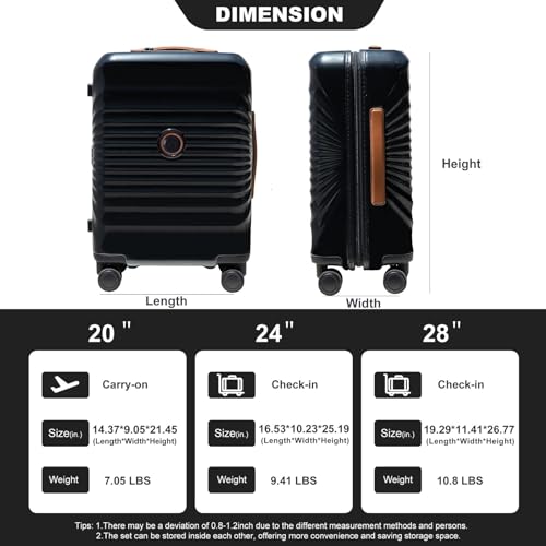 Lightweight 20" Carry-On Luggage with Lock, USB Charging Port, 360° Wheels, and Ergonomic Handle - Black2