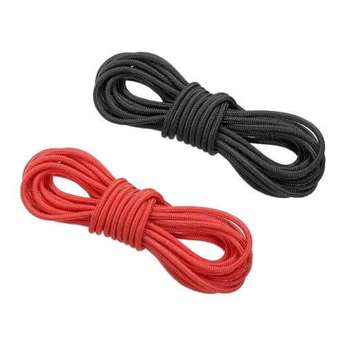 PATIKIL Archery D Loop Rope 3 Meters, 2 Pack Bow D Loop String Release Material Nock Wire Nocking Loop Buckle Ring for Compound Bowstring, Black Red