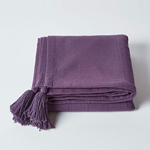 Colcha morada de algodón puro Homescapes Rajput, elegancia y acabado textil de calidad 3