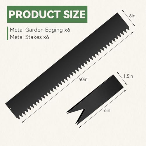Landscape Edging Kit - 40" L x 6" H Each (20ft Total) Galvanized Bendable Metal Garden Edging for Lawn Yard- No-Dig Hammer-in Heavy Duty Metal Edging Border with 6 Clips by LMYYGOO - Image 2