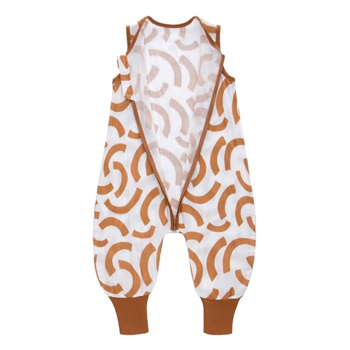 LAT Baby Schlafsack Sommer mit Füßen 0.5 Tog Musselin Kinder Sommerschlafsack für Jungen und Mädchen Ärmellose Baby Schlafsack mit Beinen Sommer (Bogen, S/3-12 Monate)