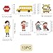 BEUNITONE Preschool Felt Storyboard for Them 13 Pcs School Buses and Family Greatal Teaching Felt Storyboard for Them Flannel Early Interactive Play Kit Interactive Wall Activity for Family