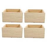 HEALSOPTHY 4 piezas Cajas de Madera sin Tapa para Almacenamiento y Decoración de Cajas DIY para Bodas y Organizadoras Resistentes y Fáciles de Limpiar
