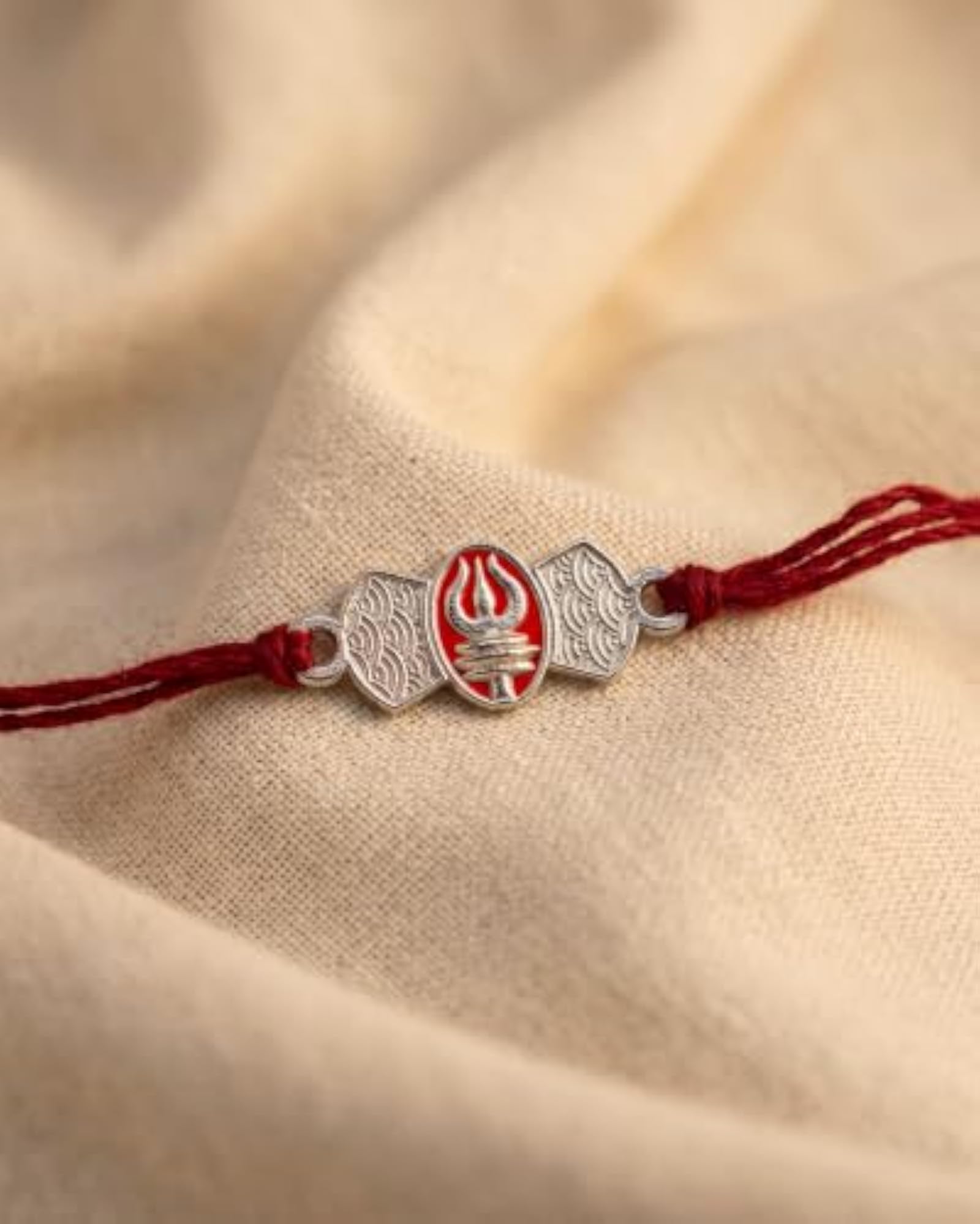 925 Silver Shiva Trishul Rakhi for Brother with Certificate
